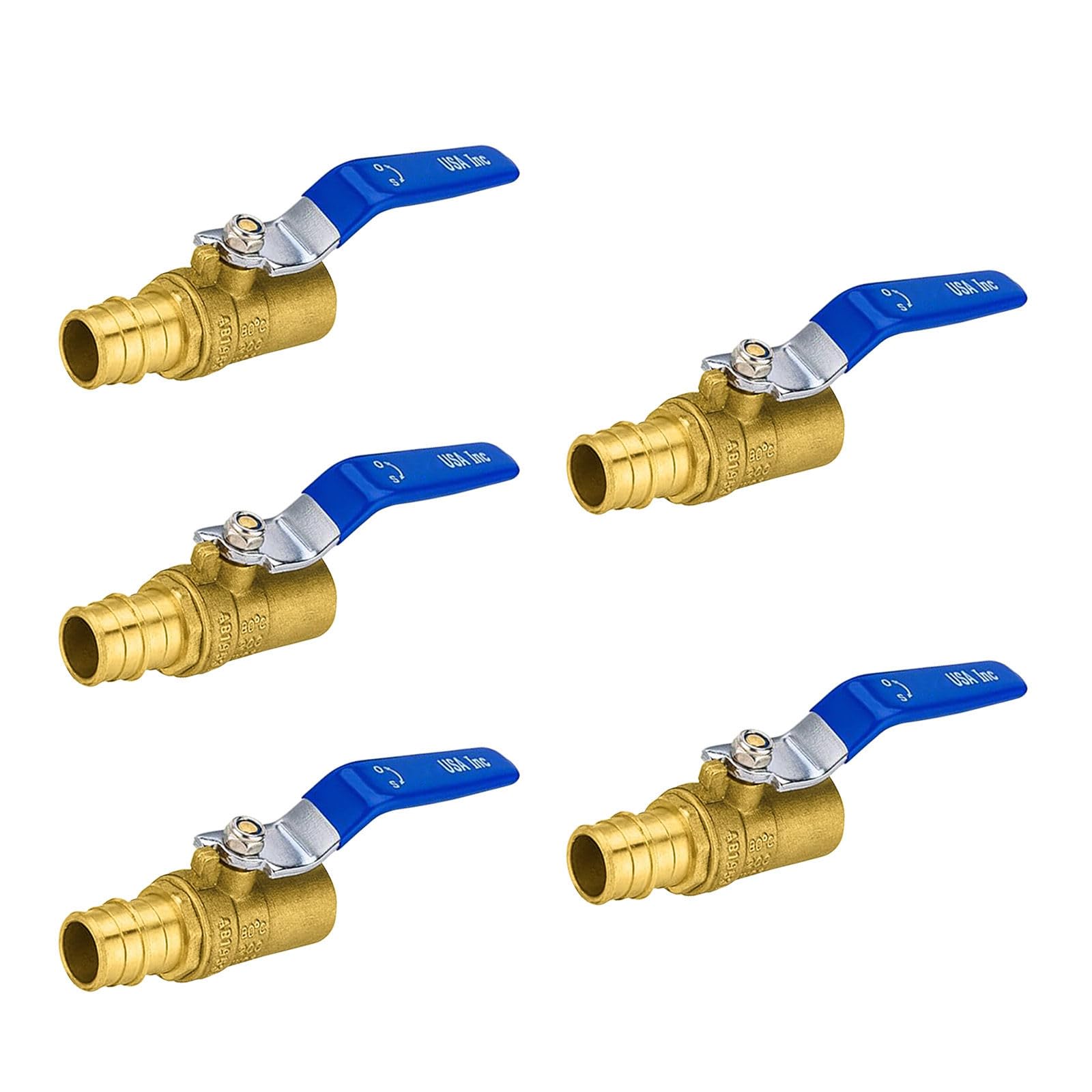 Confezione da 5 valvole a sfera, 3/4 di pollice Pex A X 3/4 di pollice blu sudore valvola di intercettazione, senza piombo, valvola a sfera di espansione Pex per acqua calda e fredda