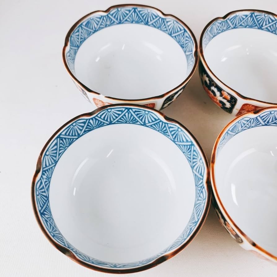 有田焼／波佐見焼 西山窯 金箔ルリ高台小鉢 4客セット 有田焼 西山窯 金彩瑠璃 高台小鉢揃 5客 桔梗皿 足付き 輪花鉢
