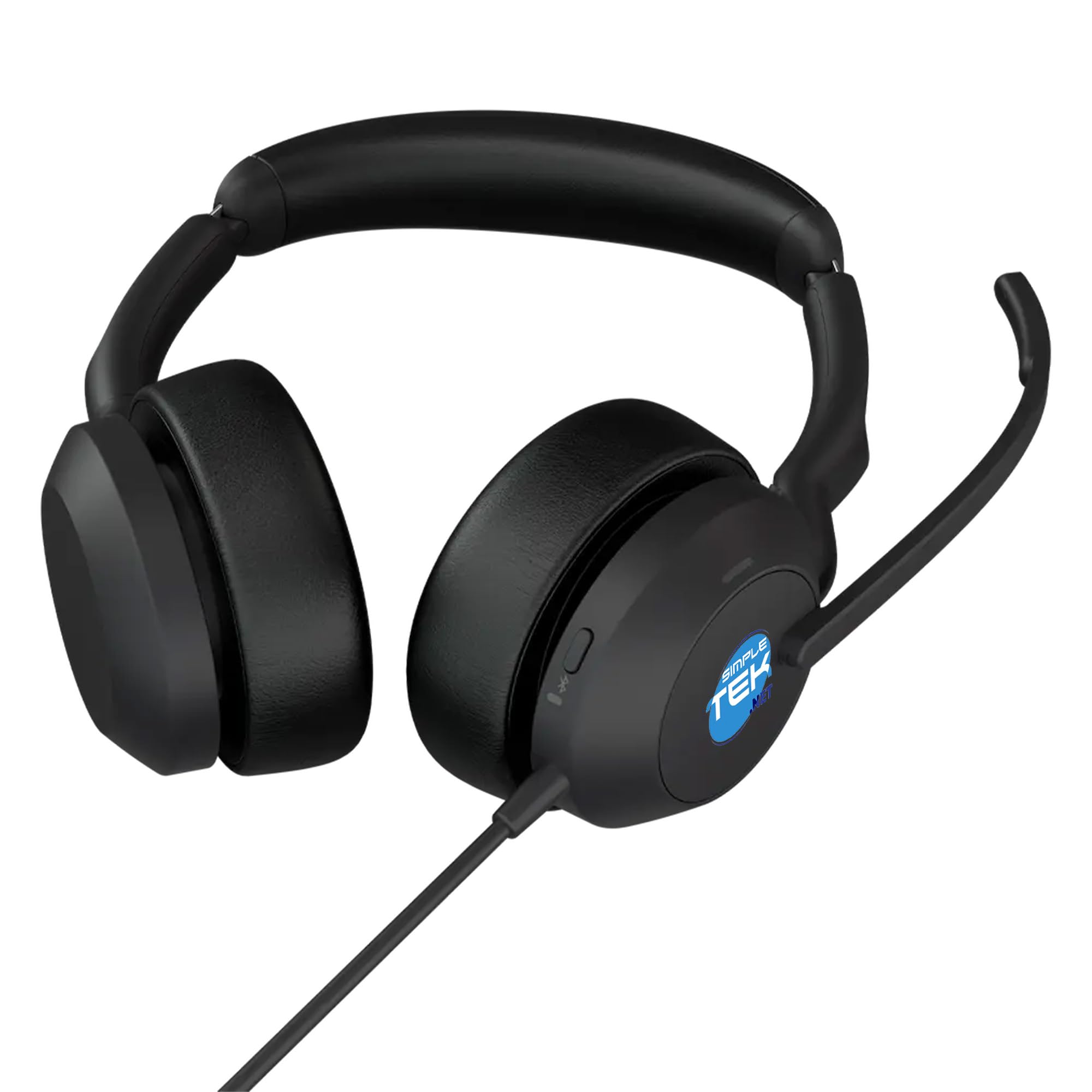 SIMPLETEK - Cuffie Cablate Stereo Professionali MS- Cavo USB-C 1,7m - Bluetooth secondario, microfono noise‑cancelling