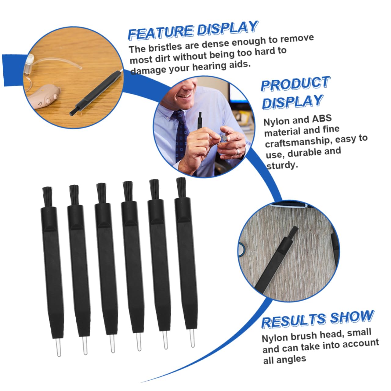 Didiseaon 6-Piece Cleaning Set Wax Loop Removal Brush Earbuds Gentle Nylon Bristles Compact and Portable