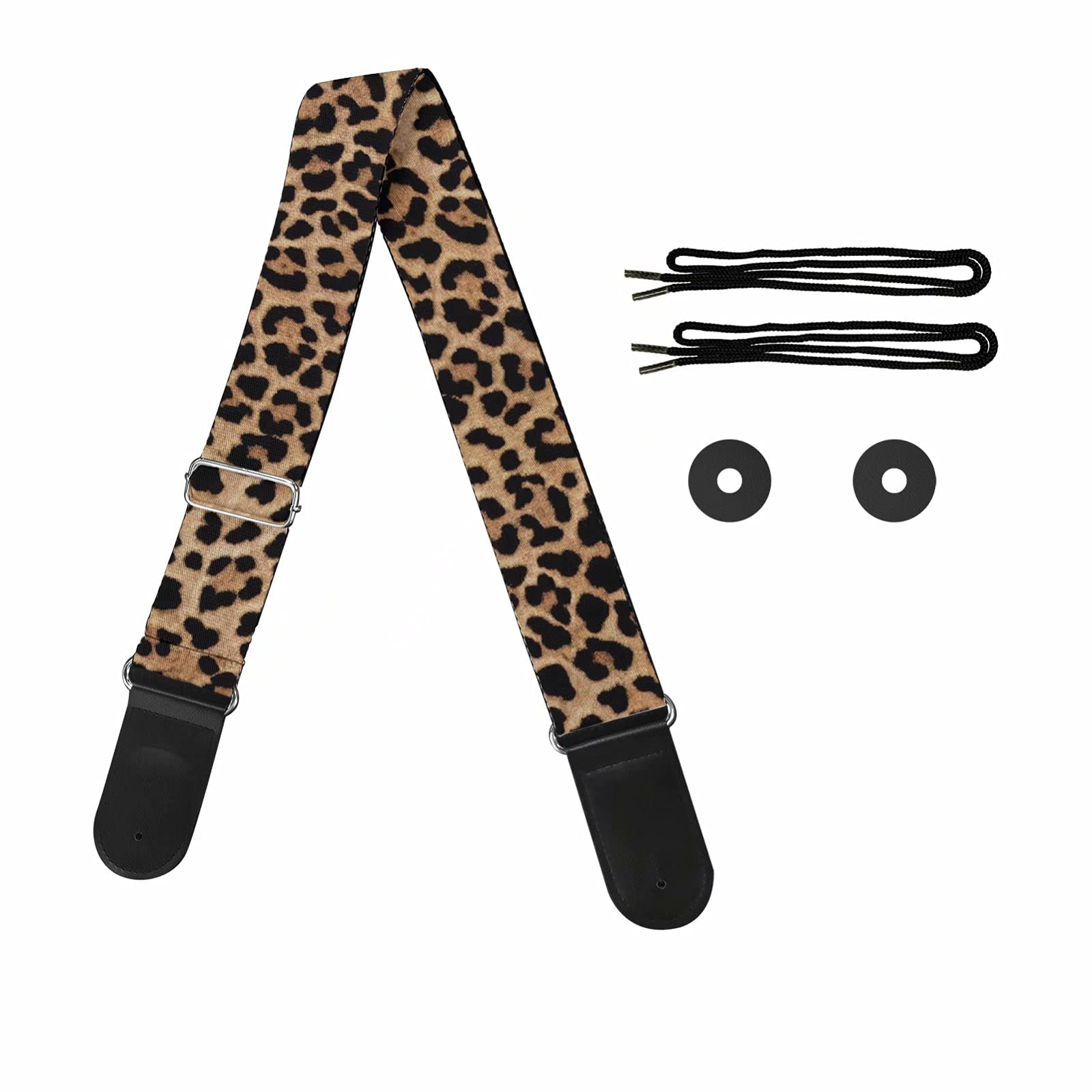 Pizding Leopard Pattern with Guitar Strap Bass Acoustic Electric Guitar Shoulder Strap Belt for Men Women Guitar Player Adjustable Replacement Crossbody Strap