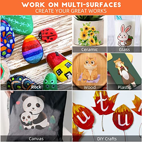 Acrylic Paint Pens Markers -24 Color Waterproof Paint Pens For Rock Painting,Stone, Ceramic, Glass, Wood, Fabric, Canvas, Porcelain, Metal,Plastic, Water Based Quick Dry Non-Toxic And No Odor #TOP3