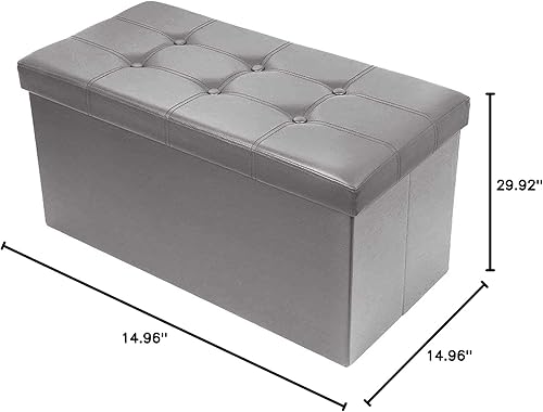 Miniatura 3 de BRIAN & DANY Banco otomano de almacenamiento de 30 pulgadas, otomano de piel sintética con almacenamiento, zapato de banco plegable, taburete
