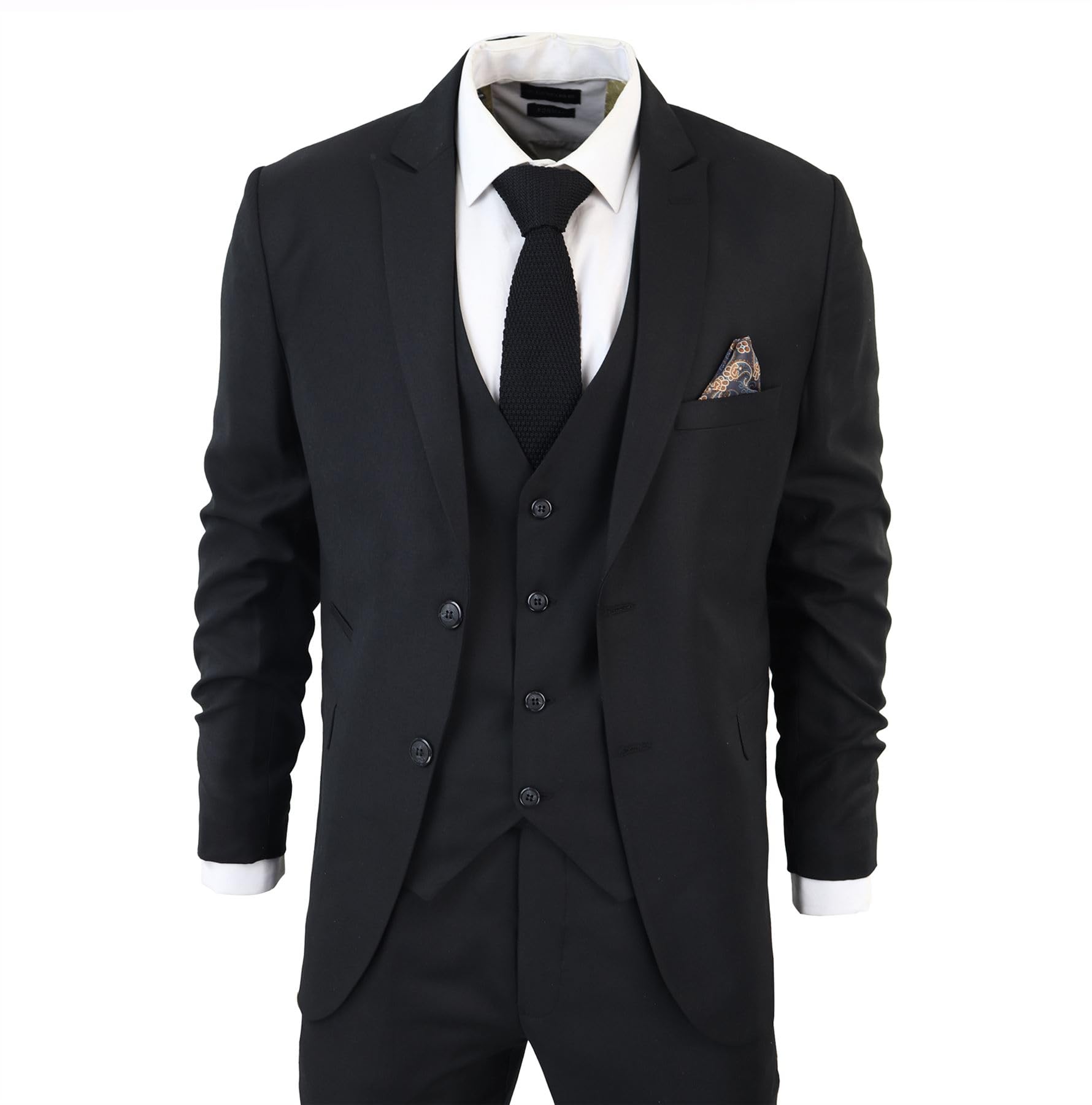 Completo classico nero da uomo, 3 pezzi, su misura, vintage, per ufficio, funerale, sicurezza, cameriere, matrimonio