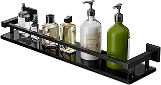 Alise Bathroom Shelves,Matte Black Glass Shelf for Bathroom, Modern Floa...