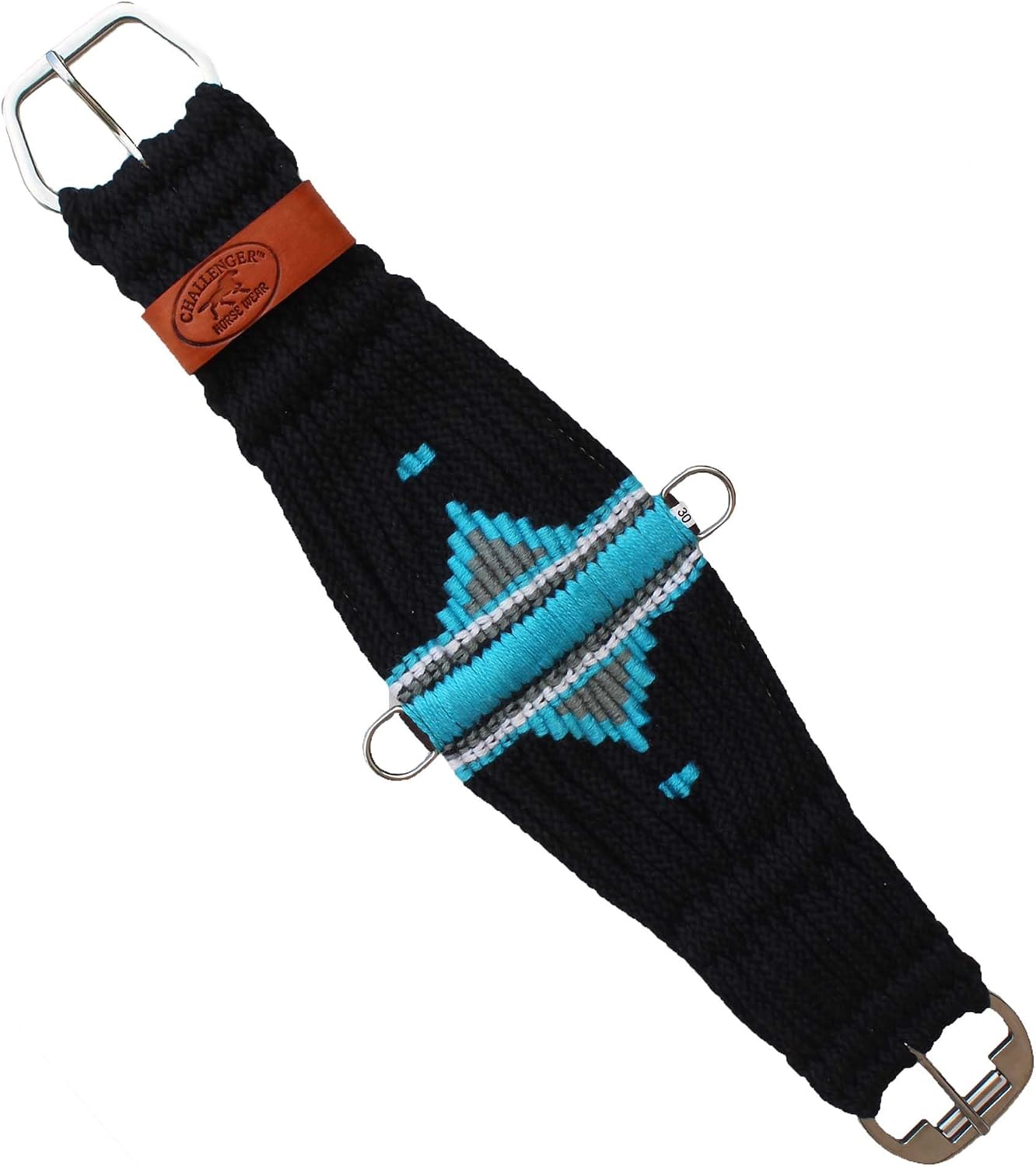 CHALLENGER 34" Western 25-Strand Wool Double Weave Aztec Cinch Girth Turquoise 97128-34