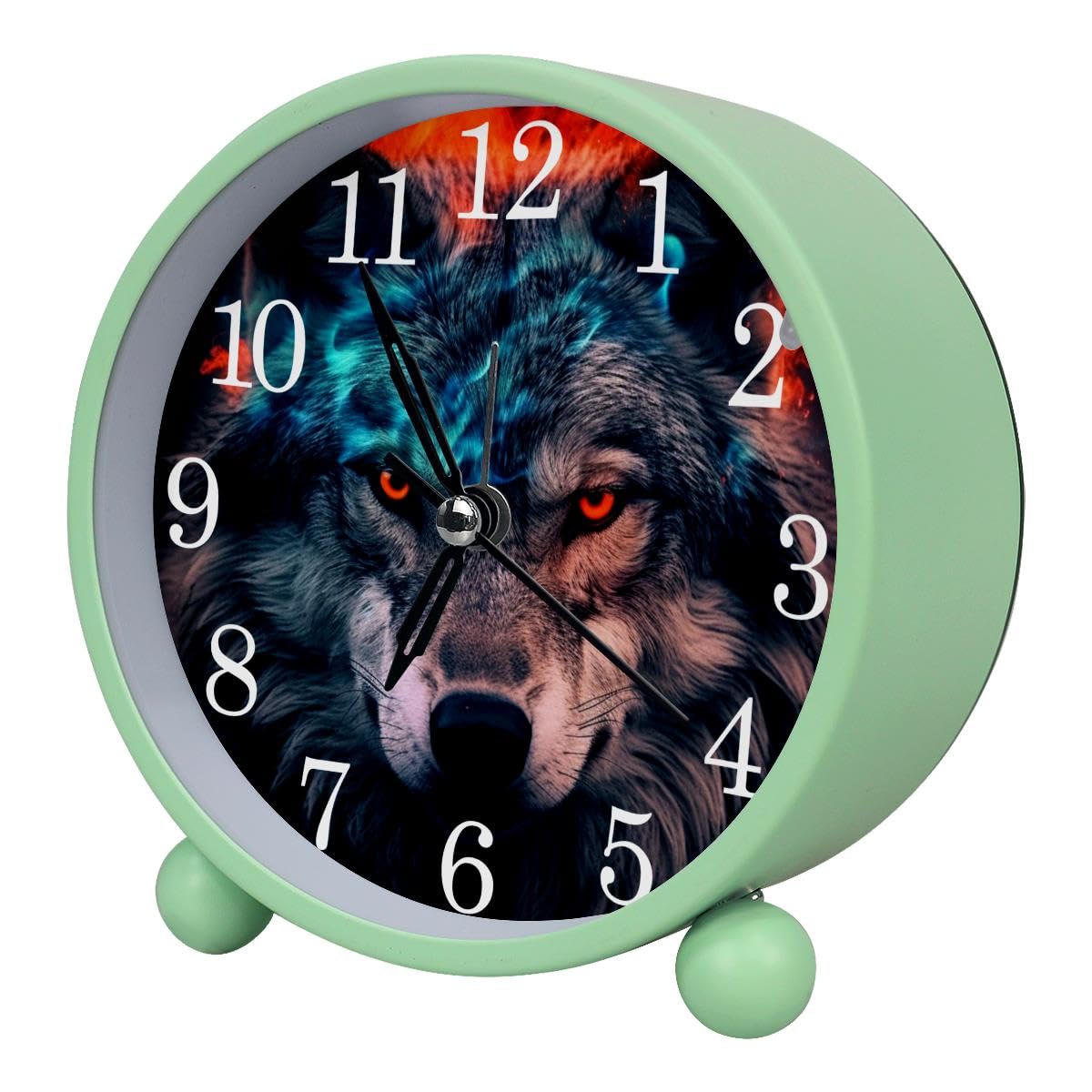Luoweisi Alarm Clock Wolf, Silent Non-Ticking with Night Light
