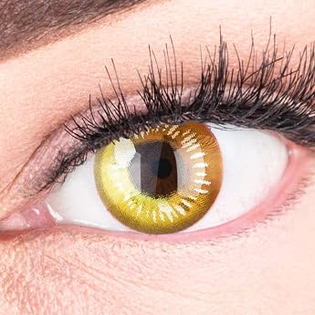 Contact Lenses Colored Yellow Anime Yellow Circle Lenses Heroes Of Cosplay Strong Opaque Without Prescription with Free Lens