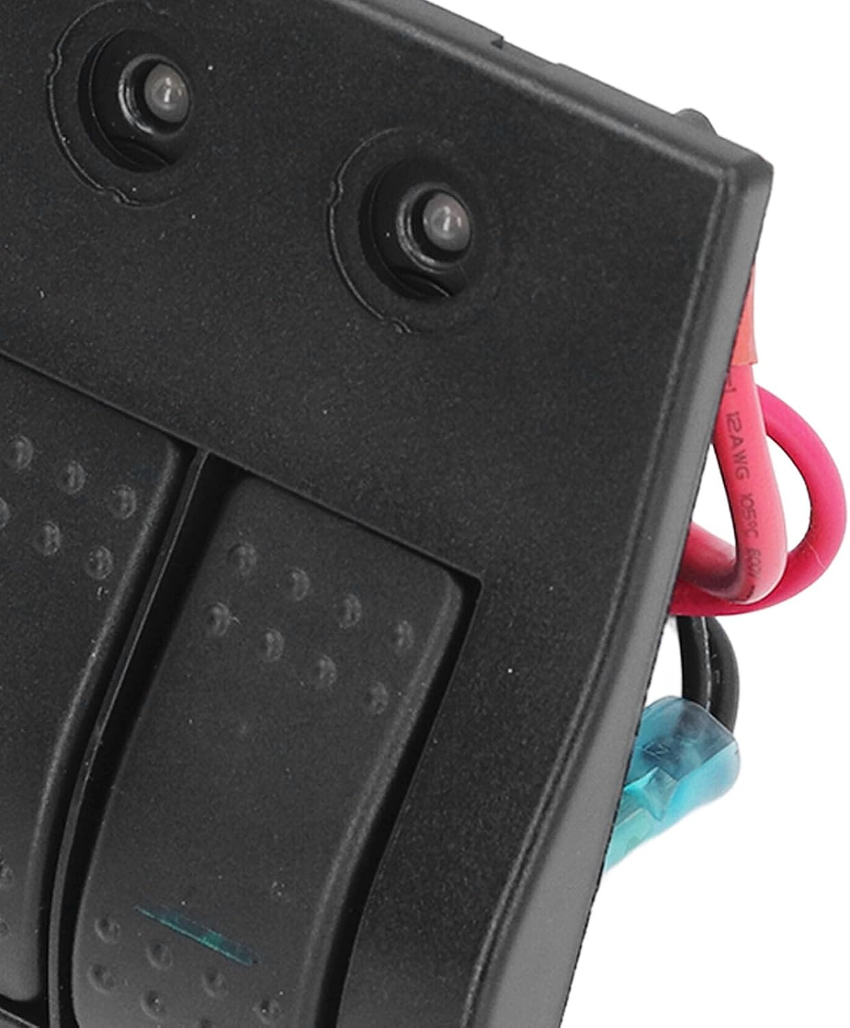4 Gang Rocker Switch Panel 12V 24V, LED Rocker Switch Panel with Overload Protector 2x10A 2x15A, IP68 DC Distribution Panel for Boat Marine Caravan RV Bus