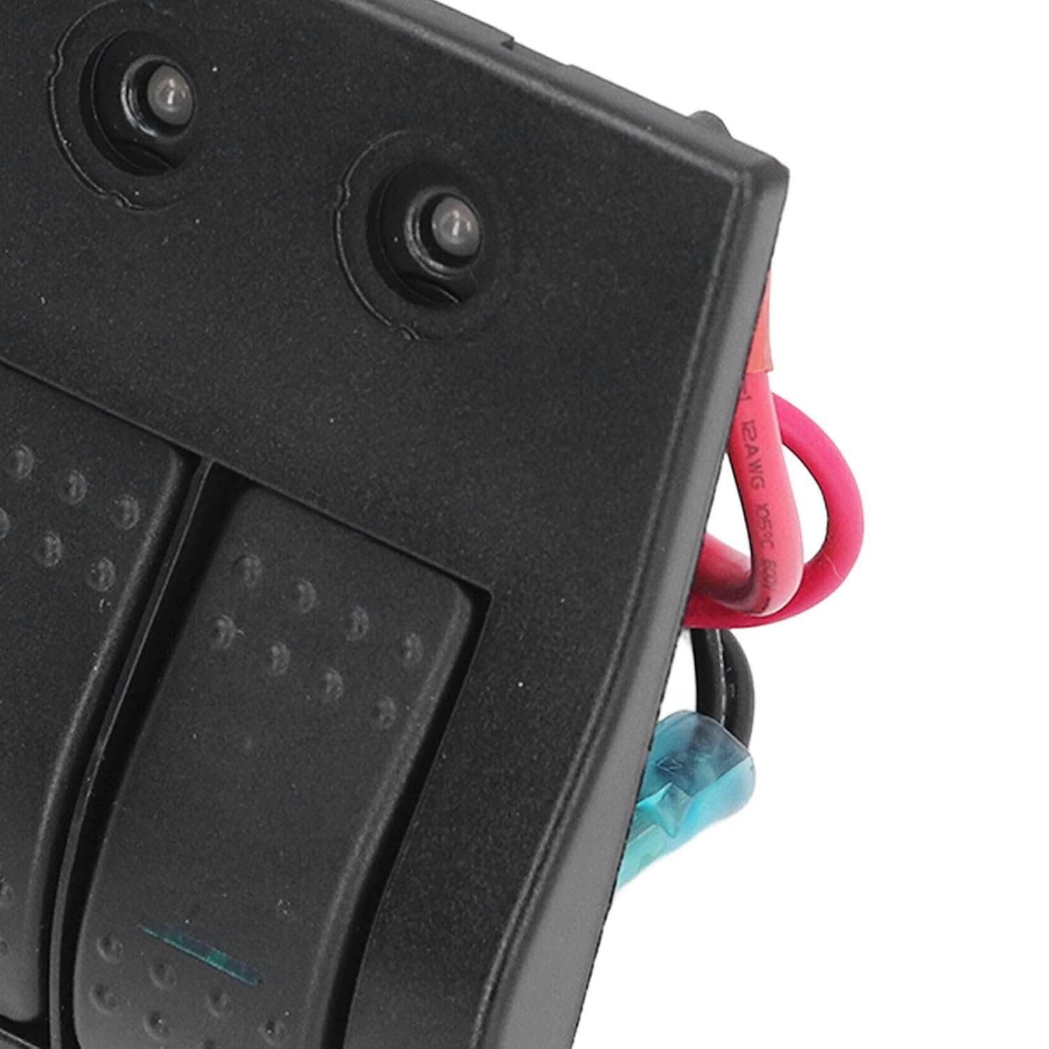 Rocker Panel 12V 24V, 4 Gang LED Plastic Distribution Panel, IP68 Overload Protector with 2x10A 2x15A, for Boat Marine RV Bus Installation