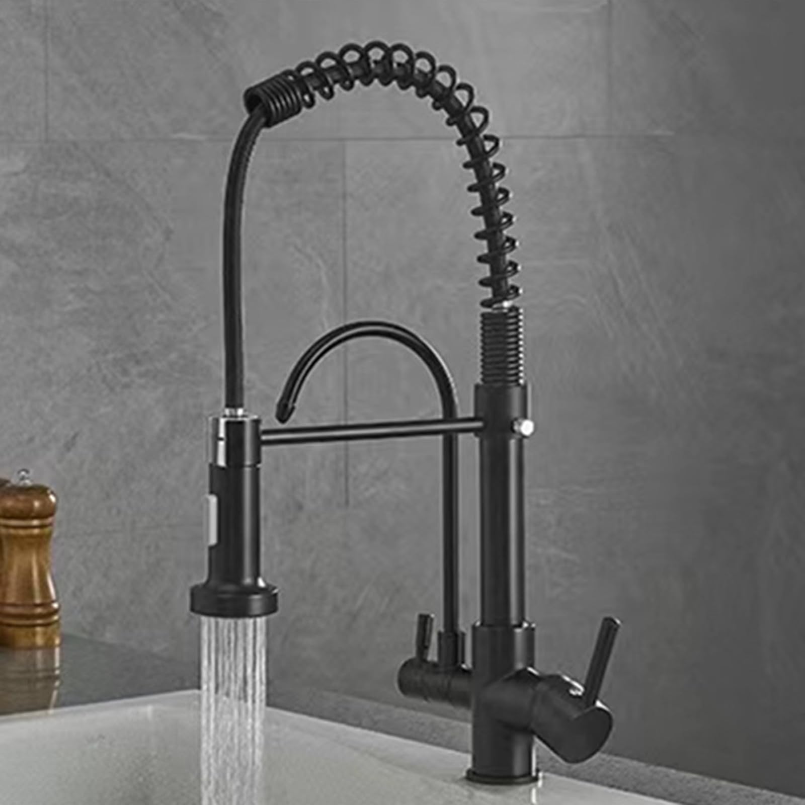 Robinet de cuisine 3 voies avec filtre à eau potable et douchette extractible