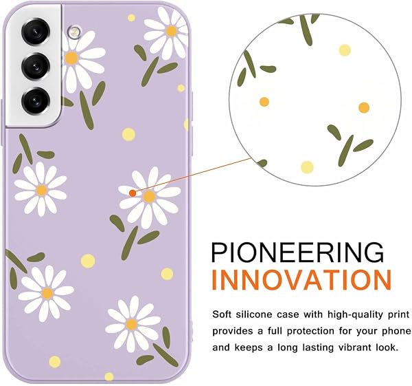 Yoedge 2 pièces Violet Coque pour Samsung Galaxy S21 FE 5G 6,4" Motif de Fleurs et Feuilles Fille Femme Étui, Housse de Protection Antichoc TPU Mignon Aesthetic Design Case pour Samsung S21 FE, Beige - 2
