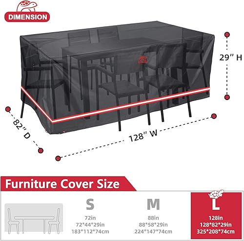 Miniatura 2 de Juego de fundas para muebles de patio, rectangular, resistente, duradera, impermeable, resistente a los rayos UV, antidecoloración, para mesa de