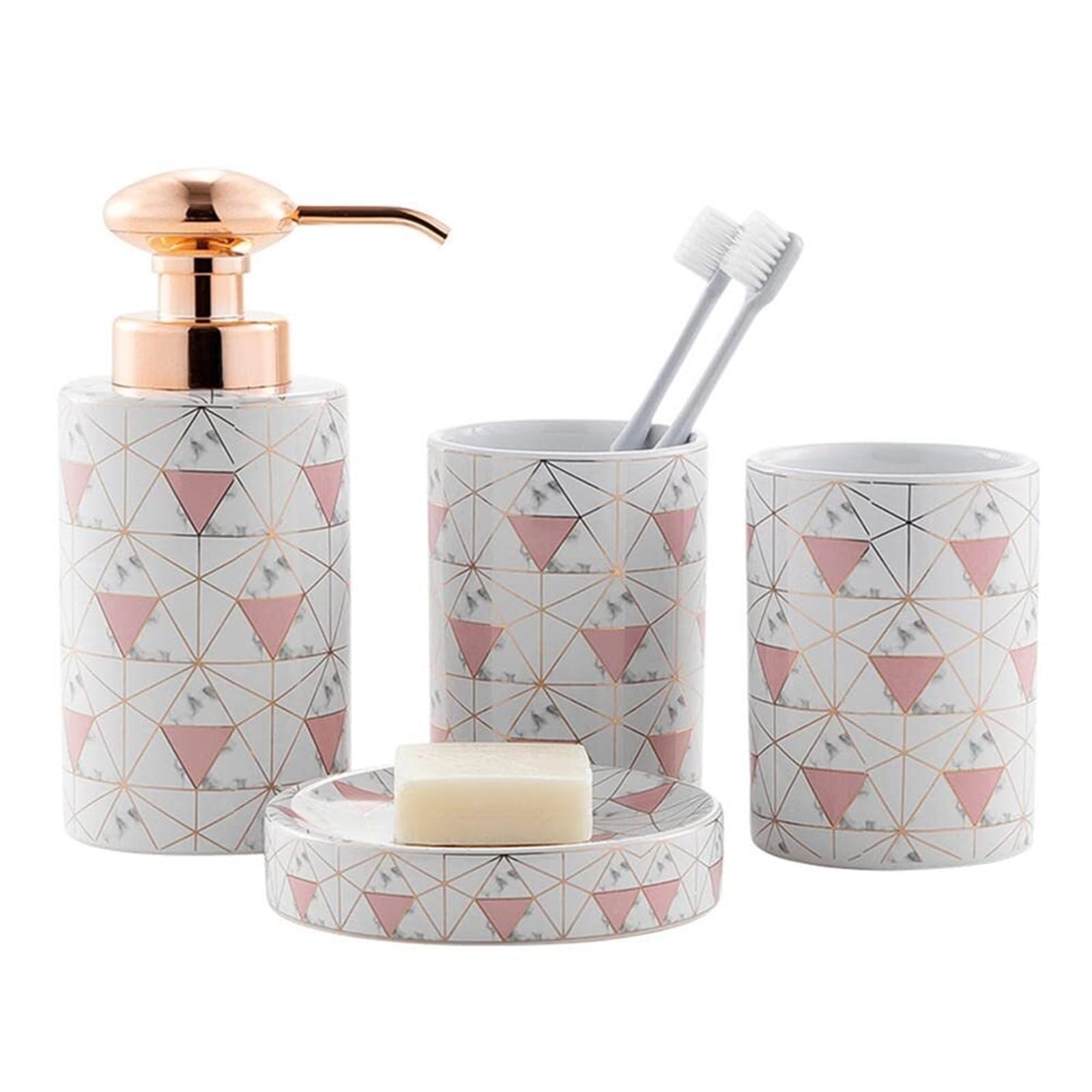 Juegos de dispensadores de jabón y accesorios de baño de cerámica con acabado premium 1