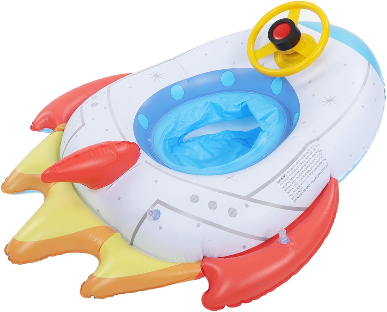 CHICIRIS Flotador de Piscina Inflable, Balsa de Piscina de Nave Espacial de Verano con Volante para Niños de 1 a 5 Años