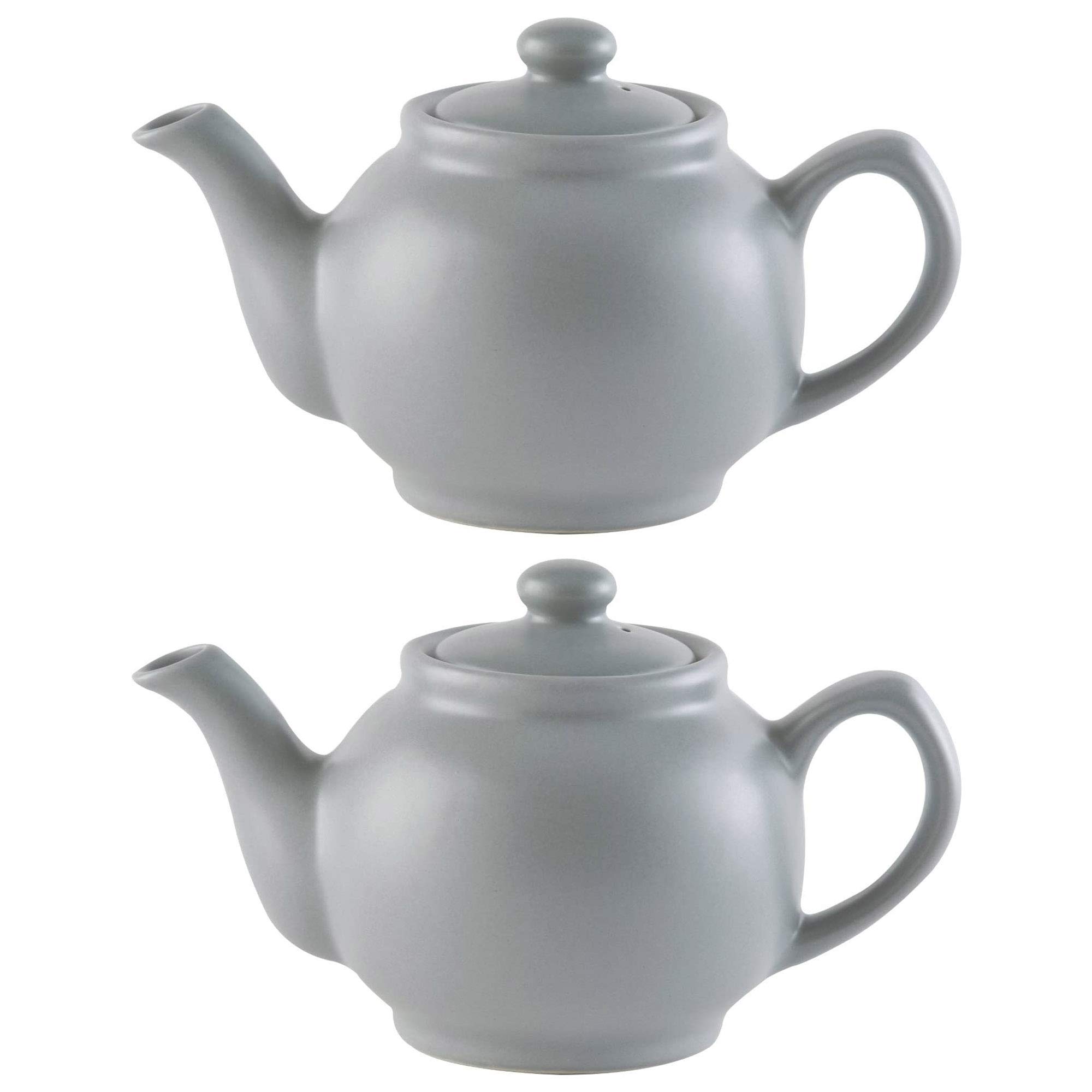 Price & Kensington Traditional Ceramic Tea Serving Teapot 2 Cup Matt Grey (Pack of 2)