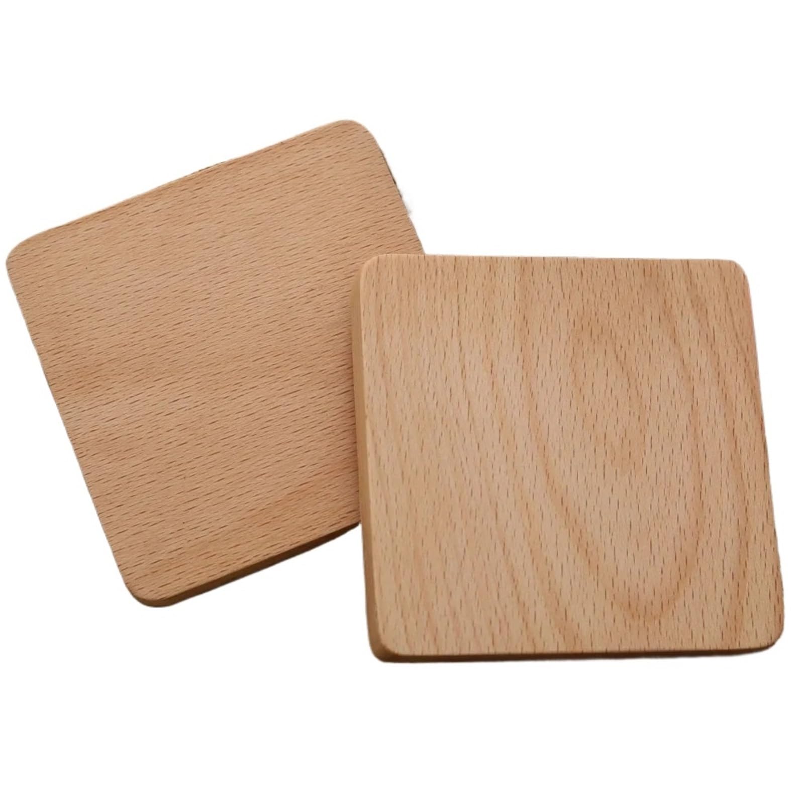 Insulated Coasters 4pcs 8.8cm New Wood Coasters Durable Heat Resistant Placemats Square Round Decor Mats for Drinks Coffee Pads Beer Home Office(Beech S1)