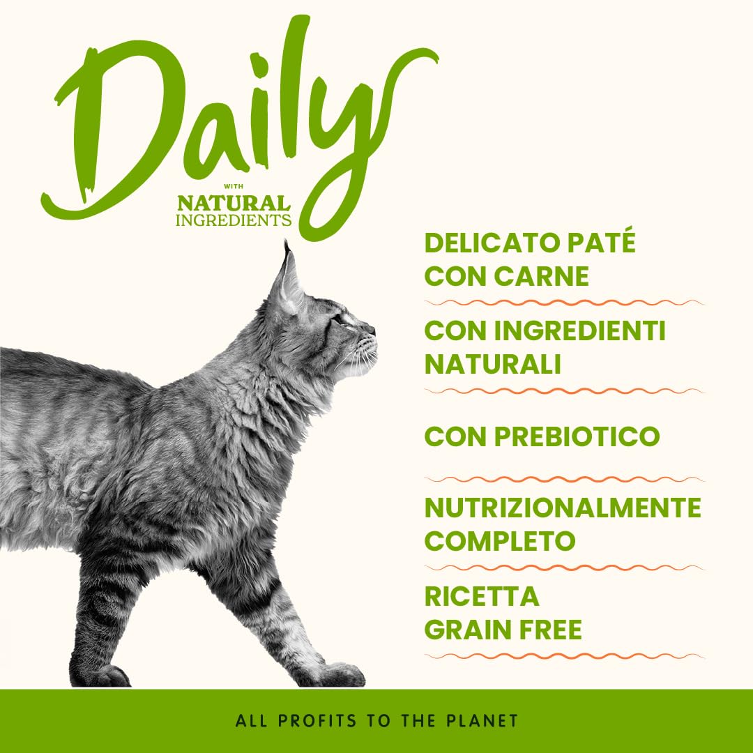 Almo Nature Daily - Cibo Umido per Gatti Adulti - Vitello - 100 g, Confezione da 32