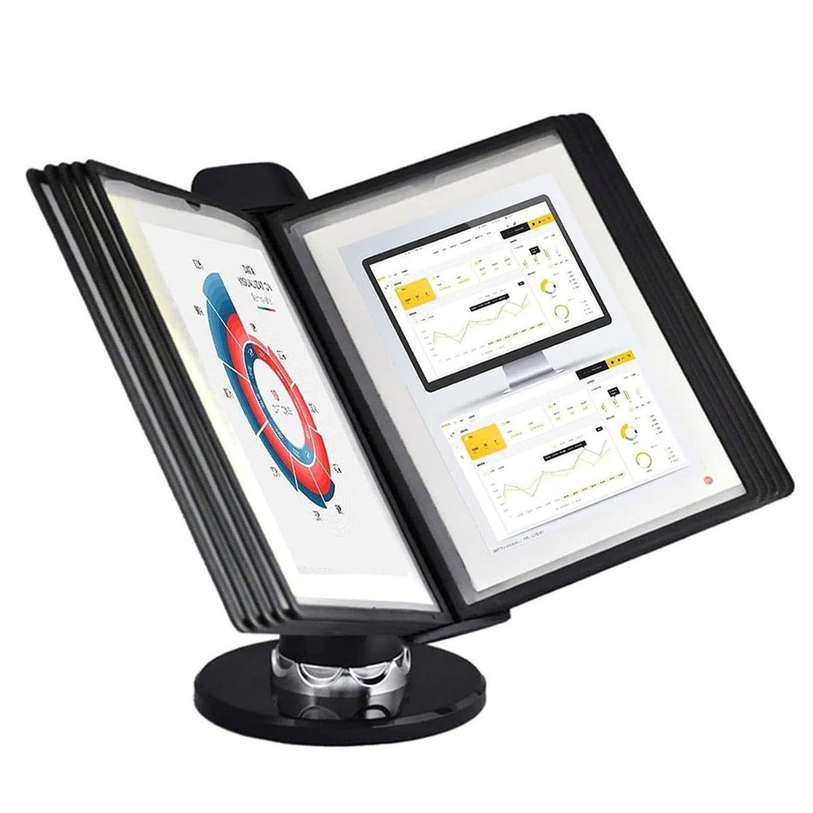 Sistema De Paneles De Visualización De La Mesa - Clasificador De Mesa, 10 Bolsillos, Giratorio 360° Y Ángulo De Inclinación Ajustable, para Exhibición De Oficina Y Almacenamiento De Documentos
