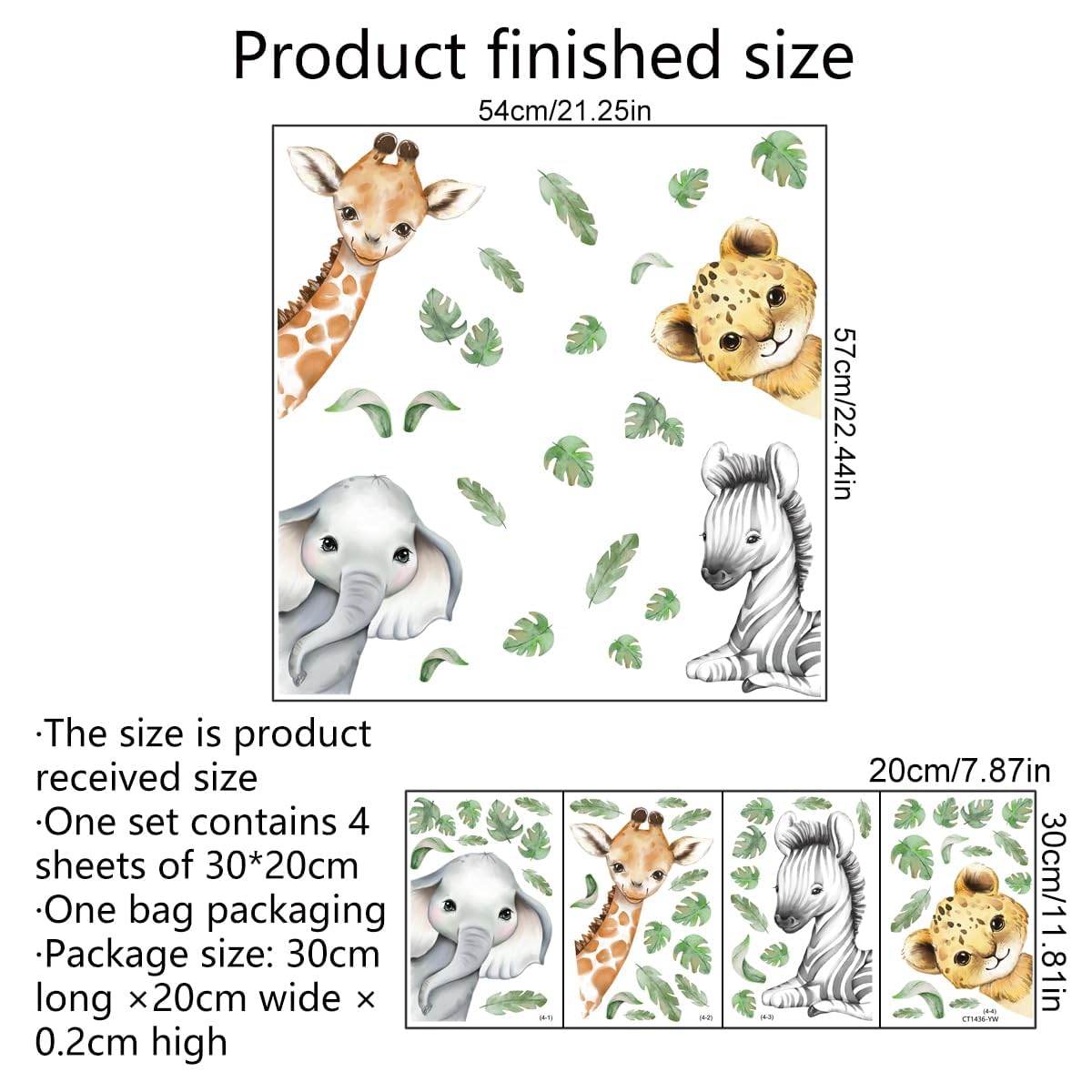 AnyDesign 46 Calcomanías De Gel Gruesas De Animales De La Selva, Animales  De Safari, Calcomanías De, image size:1200x1200