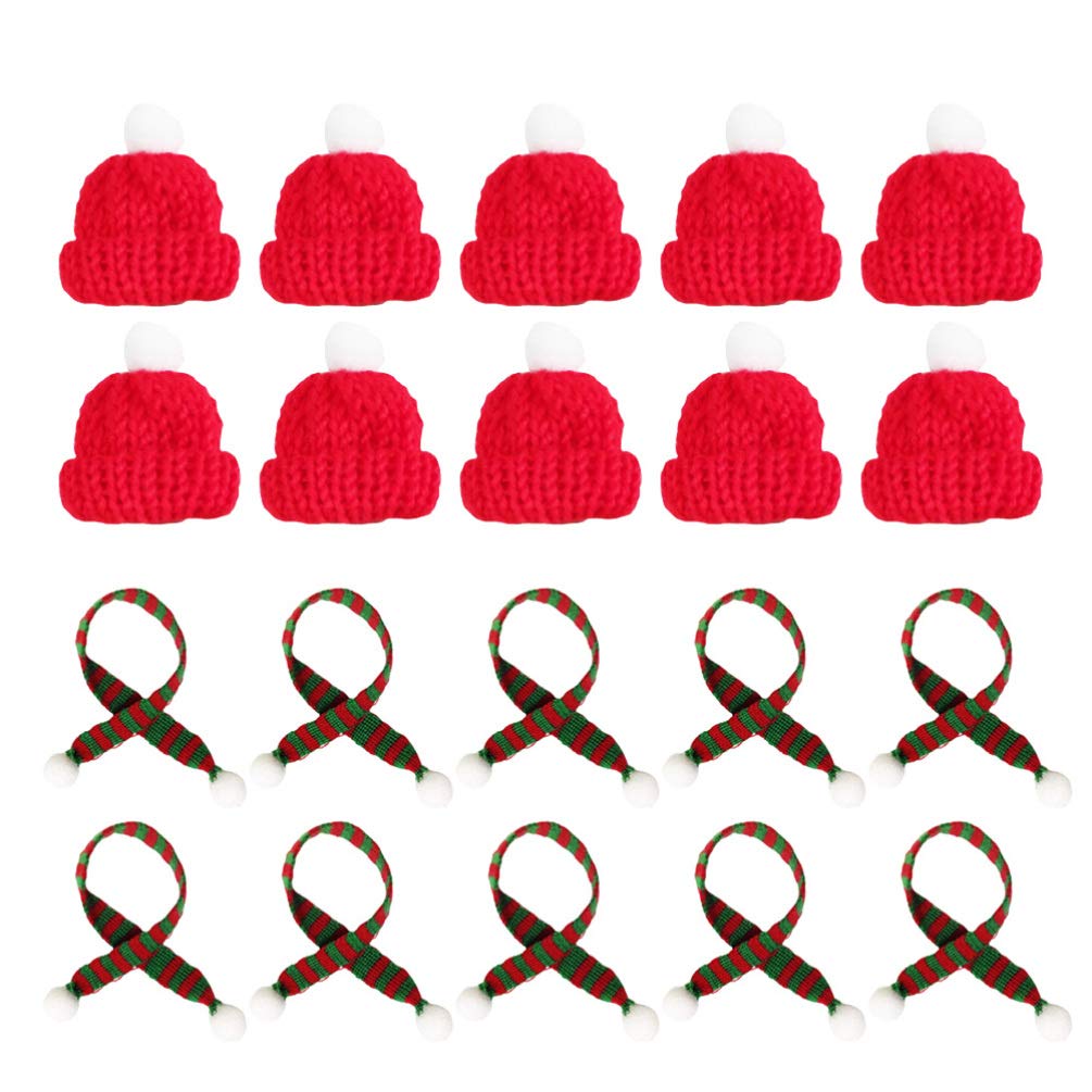 Happyyami 20pcs Mini Snowman Hats Scarf Wine Topper Covers Christmas Wine Bottle Decoration for Xmas Party Gift Holiday Dinner Table Decorations