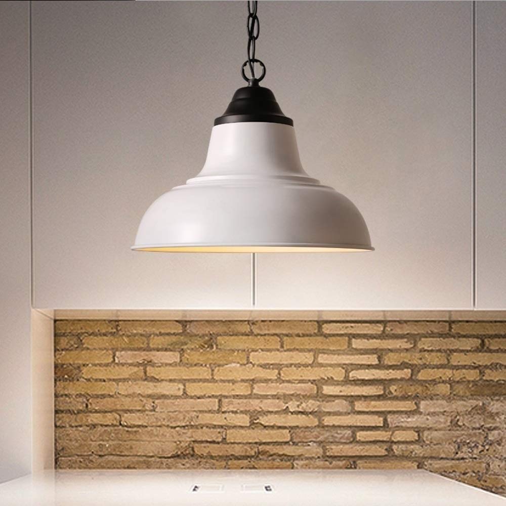 Prosta w stylu vintage biała lampa wisząca industrialna stodoła z metalu wisząca lampa kuchenna wyspa lampa sufitowa E27 Edison żyrandol wiszące lampy do loftu bar kuchnia kawiarnia abażur Lig, Chand