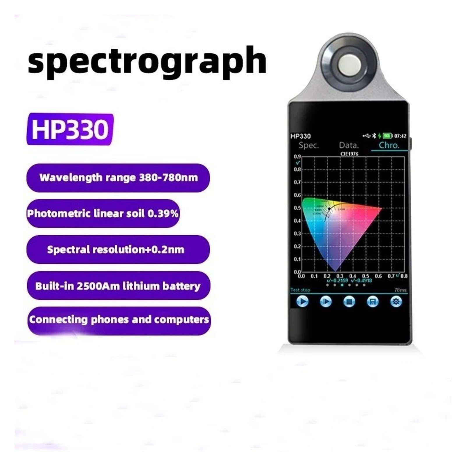 Miernik Widma Natężenia Oświetlenia HP320/330/330P 380-780Nm