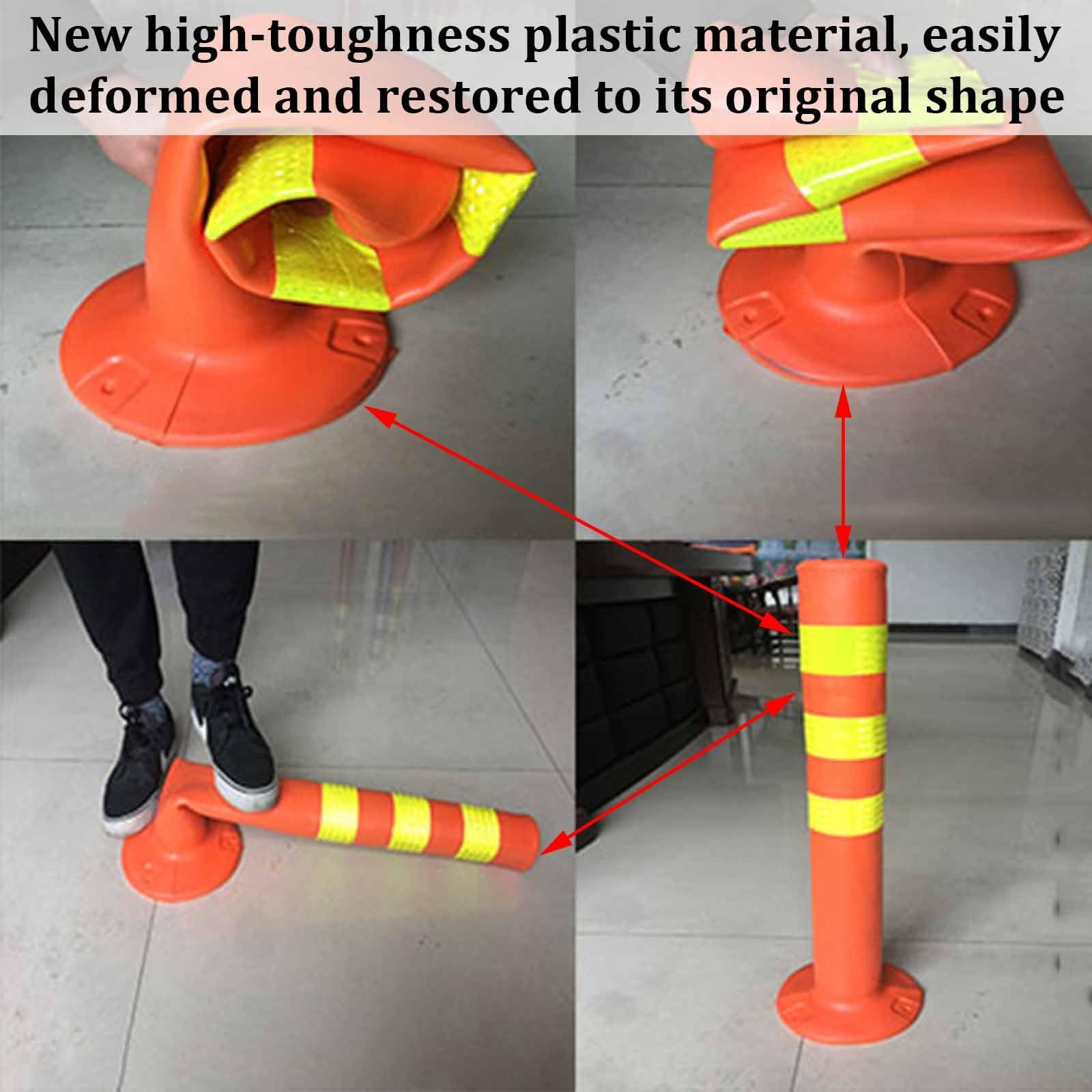 Conos de Seguridad, Poste de Bolardo de Seguridad de Plástico, Pila de Tráfico, Cono de Tráfico Reflectivo para Entradas de Autos, para Advertencias Viales en Parques(18x70cm)
