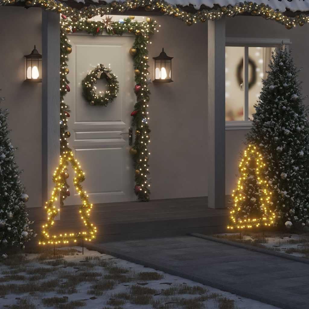 Weihnachtsbaum aus Eisen mit 115 LEDs, 90 cm Höhe, grüne Tannennadeln, 8 Lichteffekte, IP44 wasserdicht, USB-Anschluss, für Innen und Außen, mit Erdspießen und Lichterkette