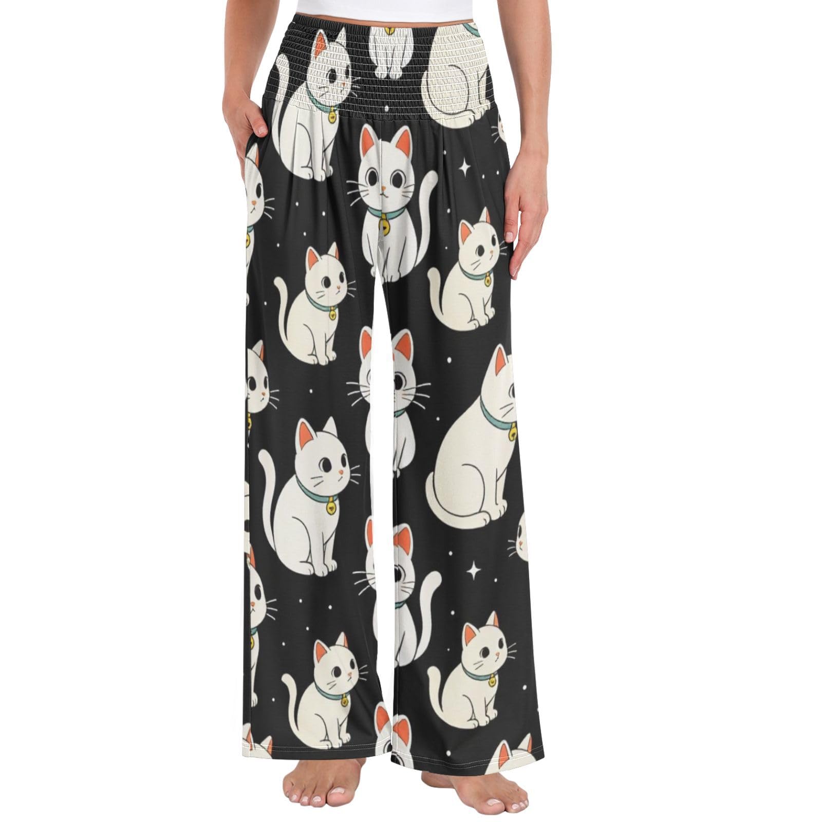 FRODOTGV Cat Duo - Pantaloni da yoga da donna, morbidi, per uso quotidiano e casa