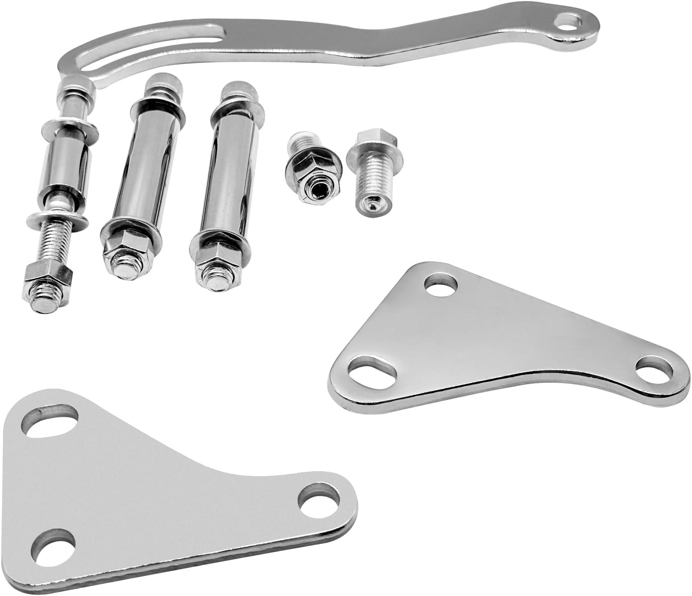 Chrome Power Steering Pump with pulley and Bracket Kit Compatible with Small Block Chevy Long Water Pump SBC 265 283 305 327 350 383 400 Engines Replace Keyway style 5/8"