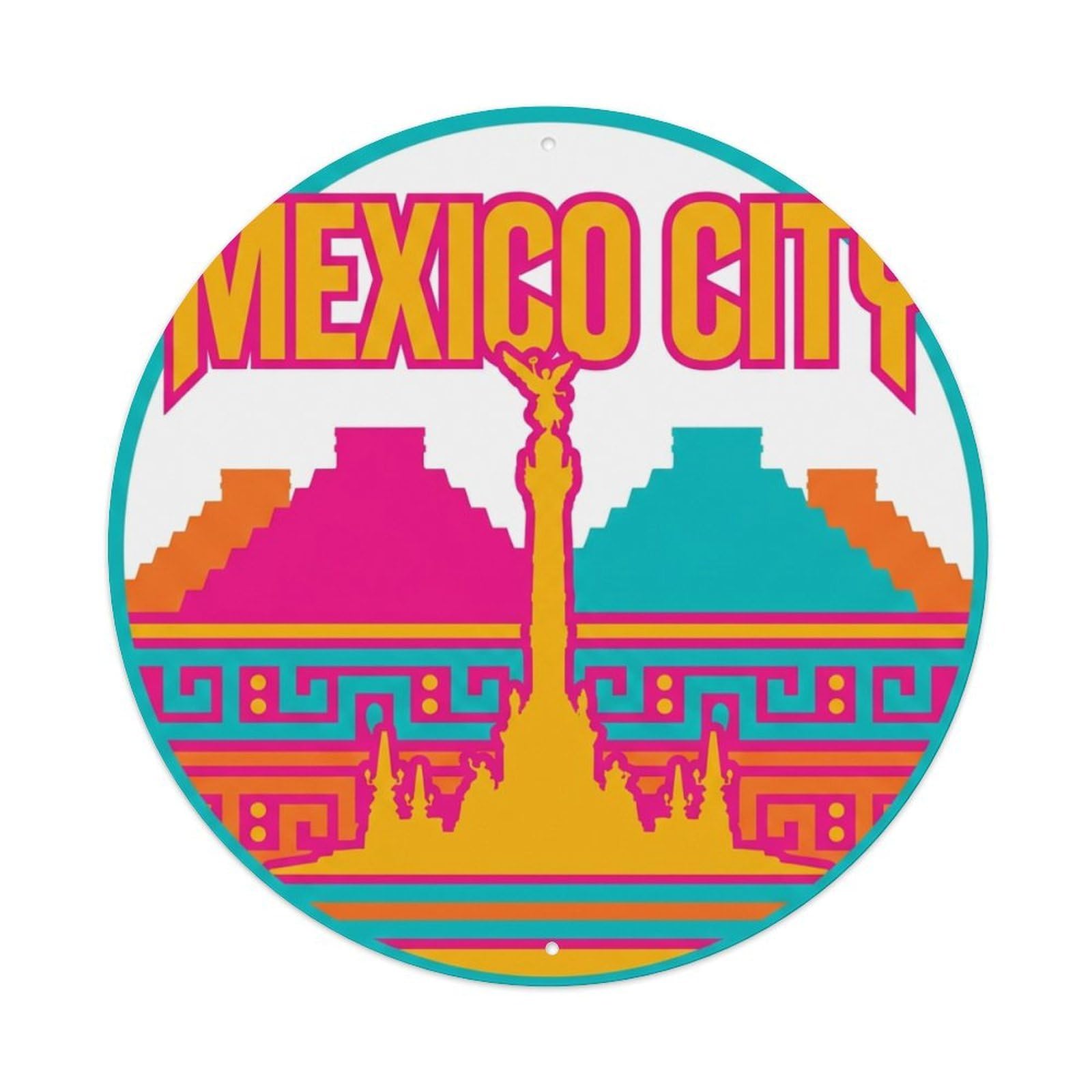 Yrnq 8X8inch Vintage Style Vintage Travel Mexico City Metal Tin Sign