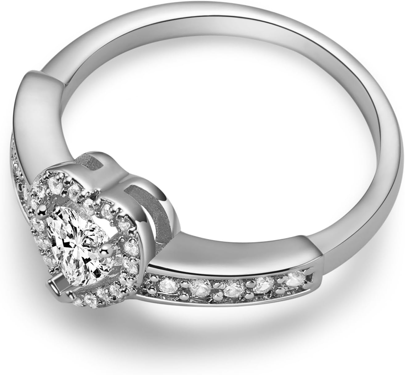 14k Gold Plated Cubic Zirconia Wedding Engagement Heart Rings Eternity Bridal Band Halo Promise Ring for Women - Image 2