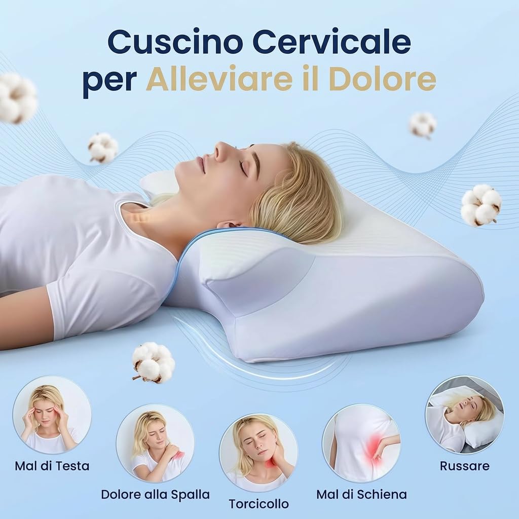 OrthoSleep - Sollievo che Aspettavi,Cuscino Ortopedico Memory Foam Allineamento Collo Colonna Vertebrale Prevenzione Dolori Posturali Sonno (Nero)
