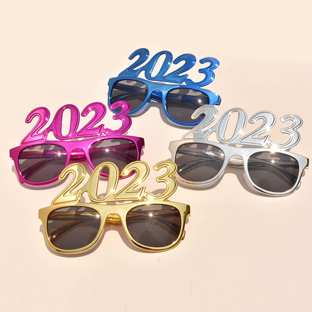 PRETYZOOM 4Pcs 2023 Eyeglasses Glitter 2023 Number Glasses 2023 Sunglasses Eyeglasses for 2023 New Years Eve Party Supplies