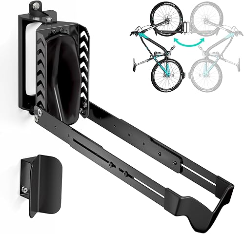 Soporte de pared giratorio para bicicleta, ganchos para bicicletas para garaje, soporte vertical de bicicleta que ahorra espacio, soporta hasta 77