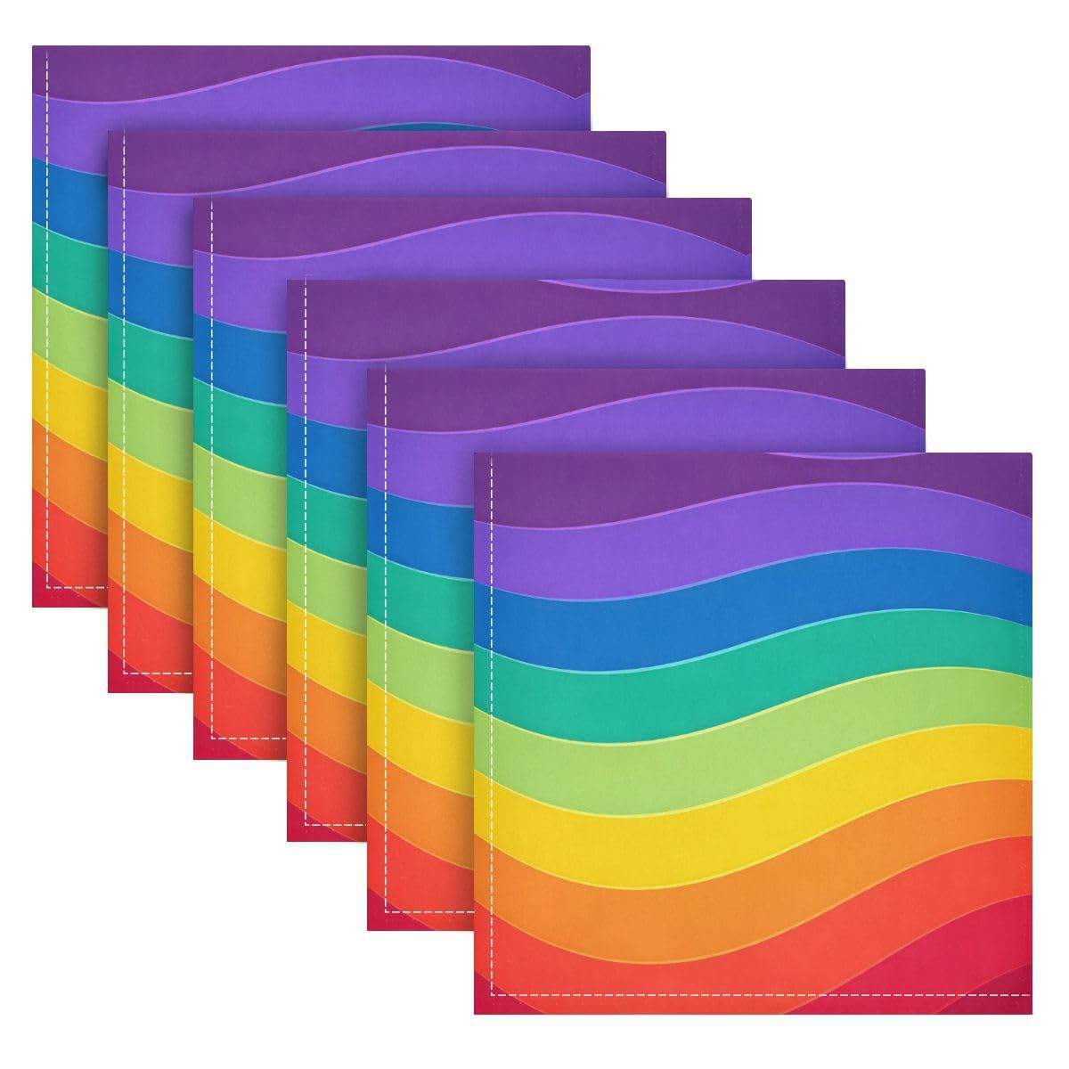ALAZA Lot de 6 serviettes de table en tissu à rayures arc-en-ciel multicolores, réutilisables, lavables en tissu polyester pour cocktail, fête, mariage, décoration de la maison