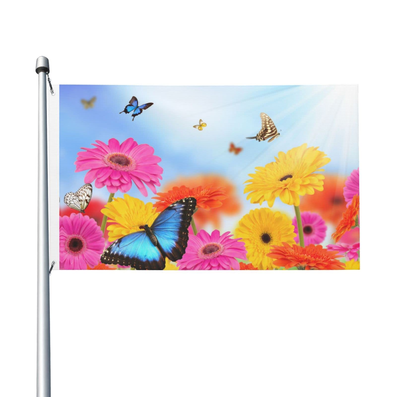 Outdoor Flags spring floral flowers and butterflies Summer Garden flag Double Sided Yard Flags 3x5FT Spring Summer Holiday Garden Decor for Outside,