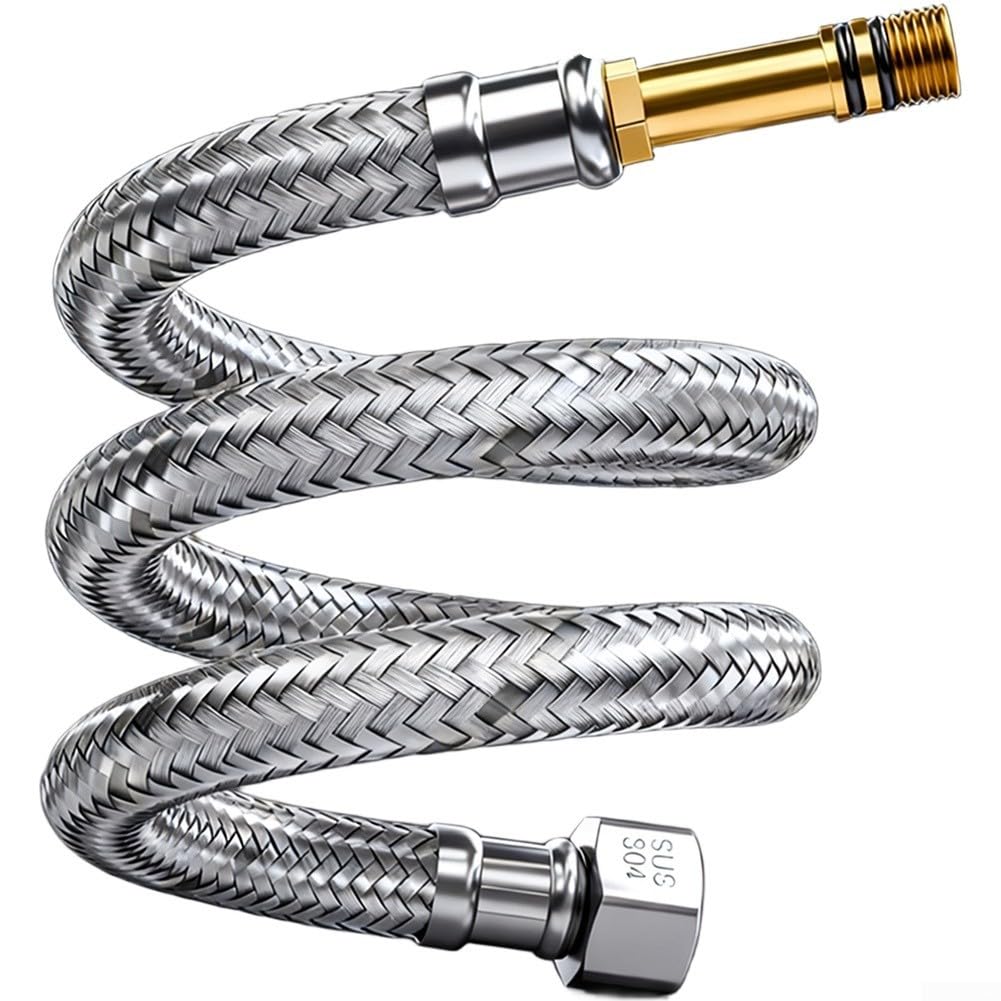 Tuyau d'alimentation en Acier Inoxydable pour Robinet, Compatible avec Les filetages américains Standard 3/8 et M10, 1,5 mètre (59 Pouces), Flexible, pour évier de Cuisine, Robinet