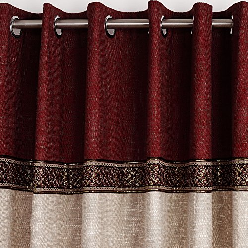 Dreaming Casa Panel Grommet Solid Window Curtain Treatment Beige 1 Panel 84 inches Long, 52" W x 84" L - Thumbnail 2