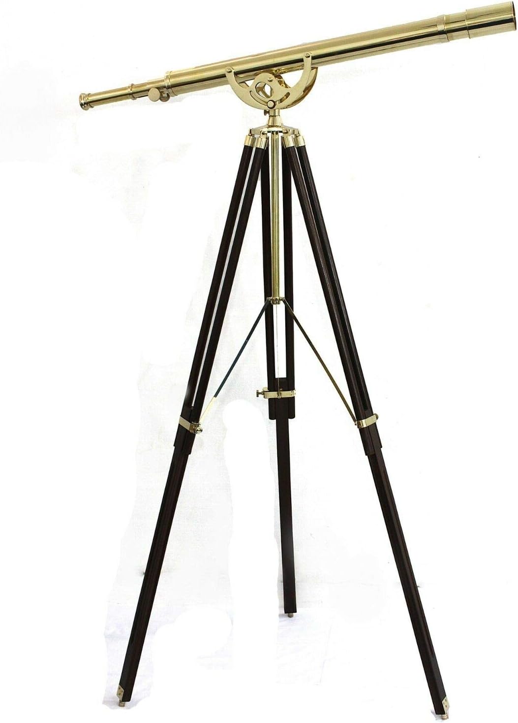 Brass Telescope Wooden Stand Marine Nautical Telescope