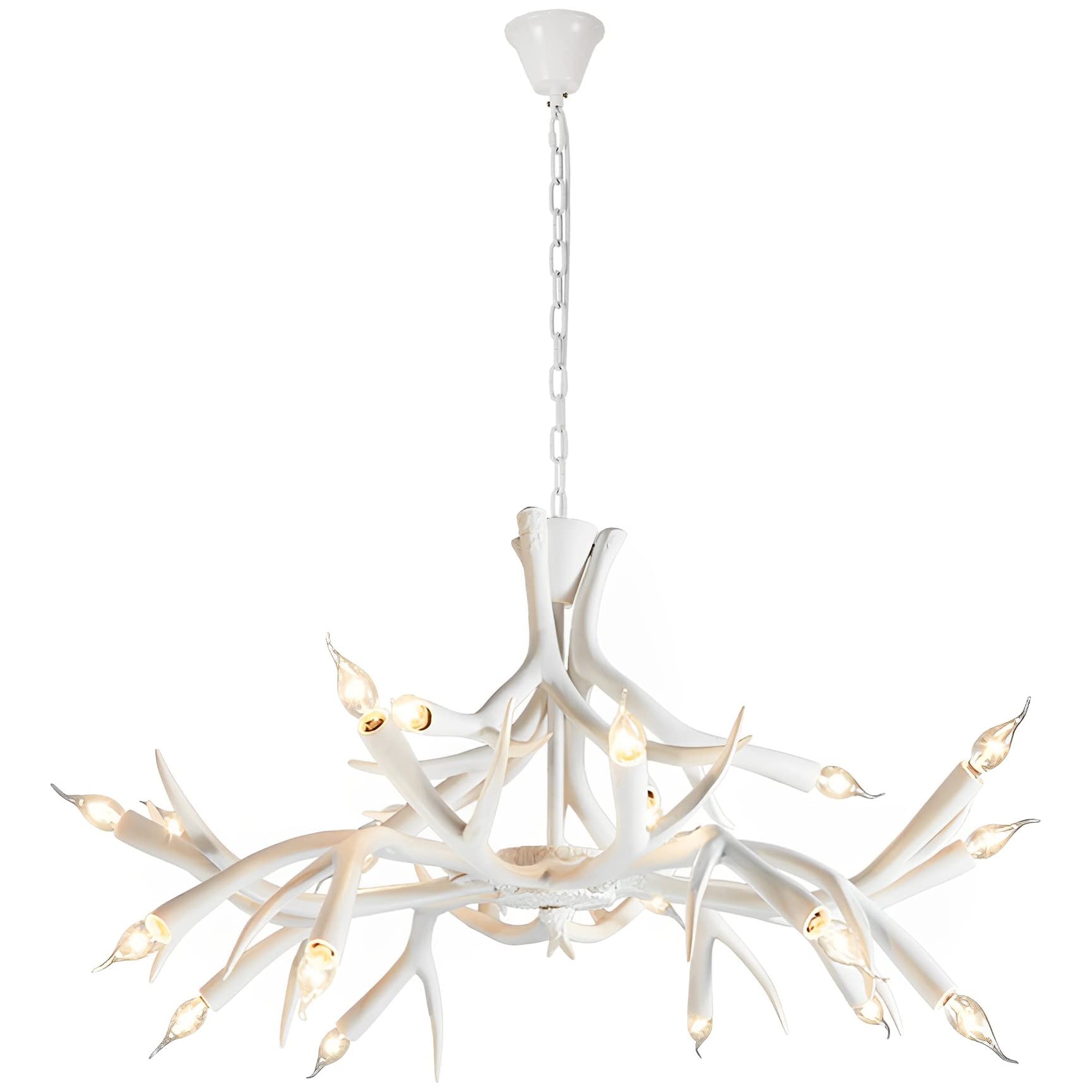 FYZDLAOR 18-Light Rustic Antlers Chandeliers American-Style Deer Horn Pendant Lights Farmhouse Candle Light Deco Hanging Chandelier for Living Dining Room Loft Ceiling Lighting Fixture