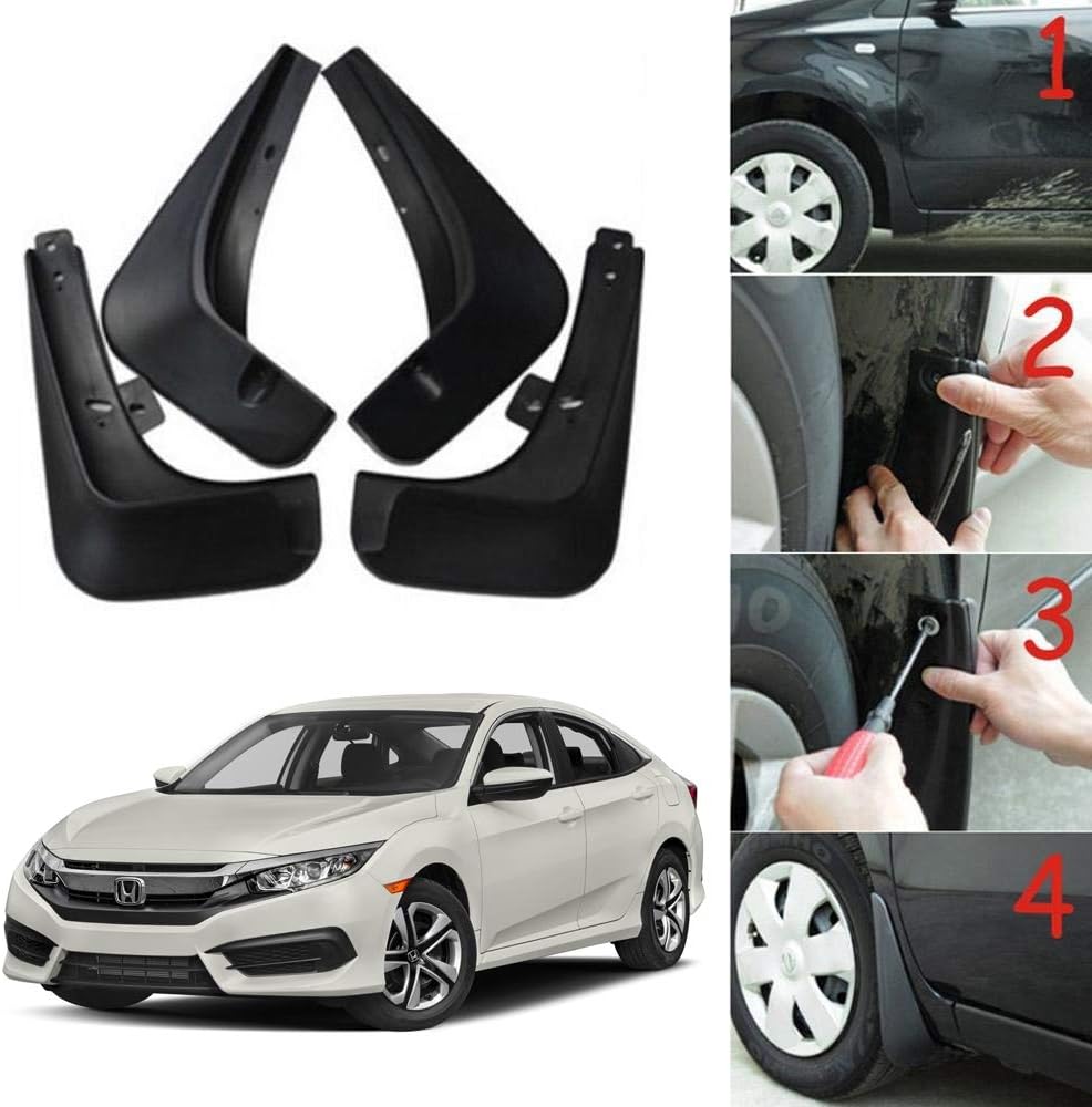 Oshotto (O.E.M Fitting Cup Type) Mud Flap/Splash Guard Compatible with Honda Honda Civic Old 2006,2007,2008,2009,2010,2011,2012 (T-I) (Set of 4)