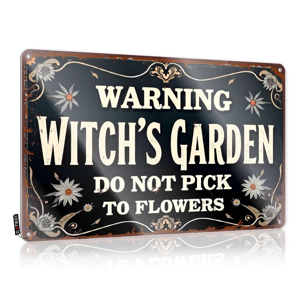 Signs For Garage Warning: Witch'S Garden Do Not Pick Flowers Tin Sign Tin Bar Signs Metal Sign Funny(20X30CM)