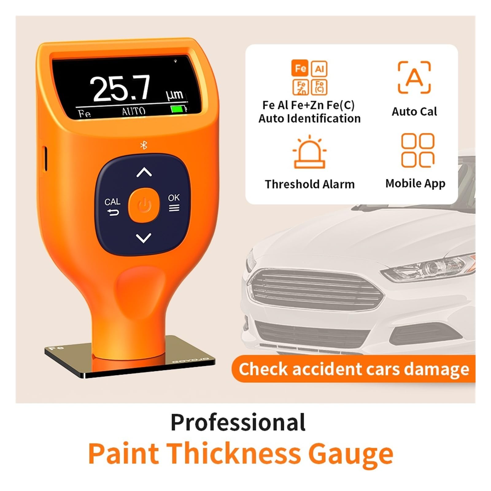 calibración auto de la pantalla LCD del probador del grueso de capa de pintura de los 0-9900μm | Medidor de espesor de película de pintura for automóviles Medidor de sonda Fe NFe(CTG-2)