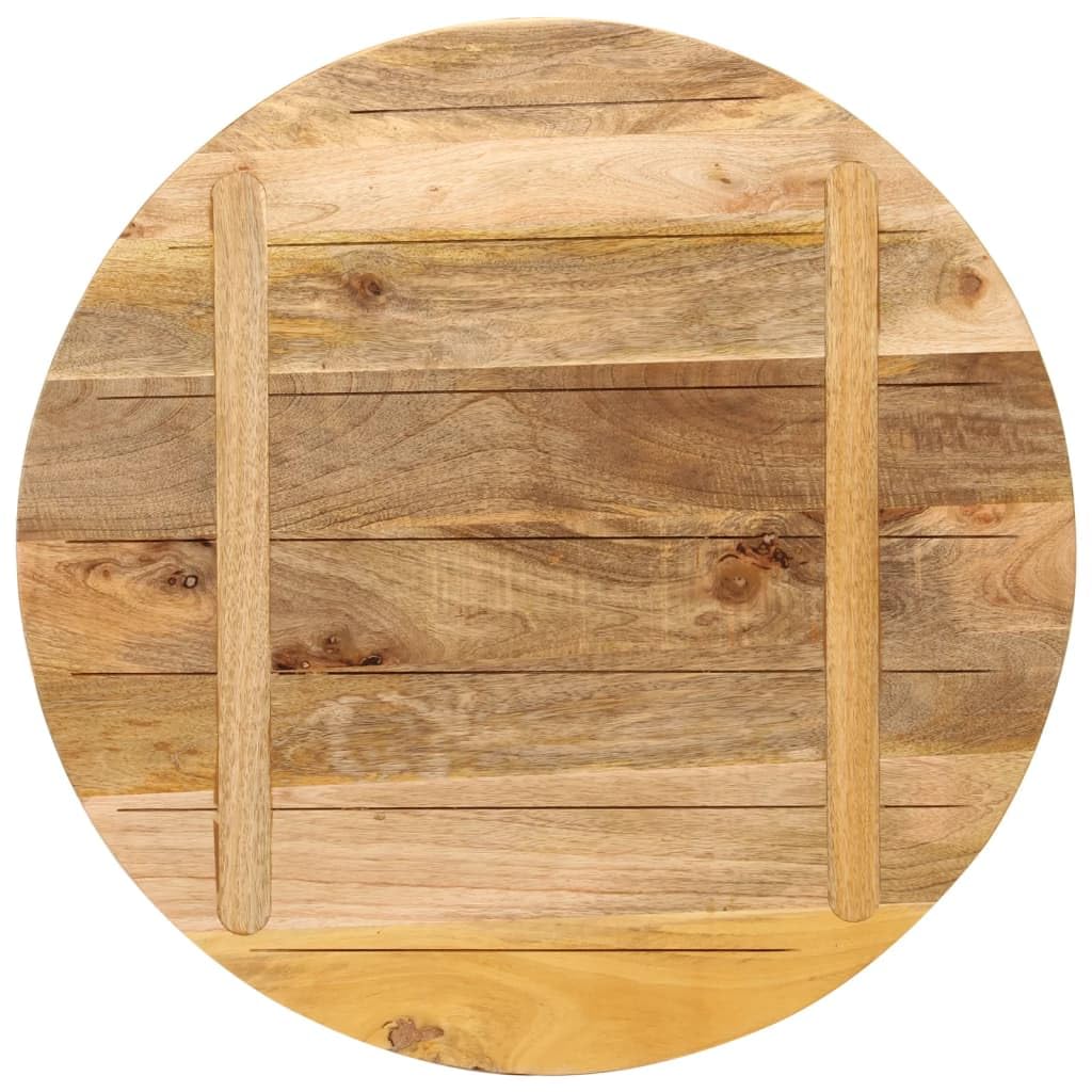 vidaXL Tablero De Mesa Redondo De Madera Maciza De Mango Rugosa Ø 70x2,5 Cm, Superficie De Mesa, Tablero De Mesa De Centro