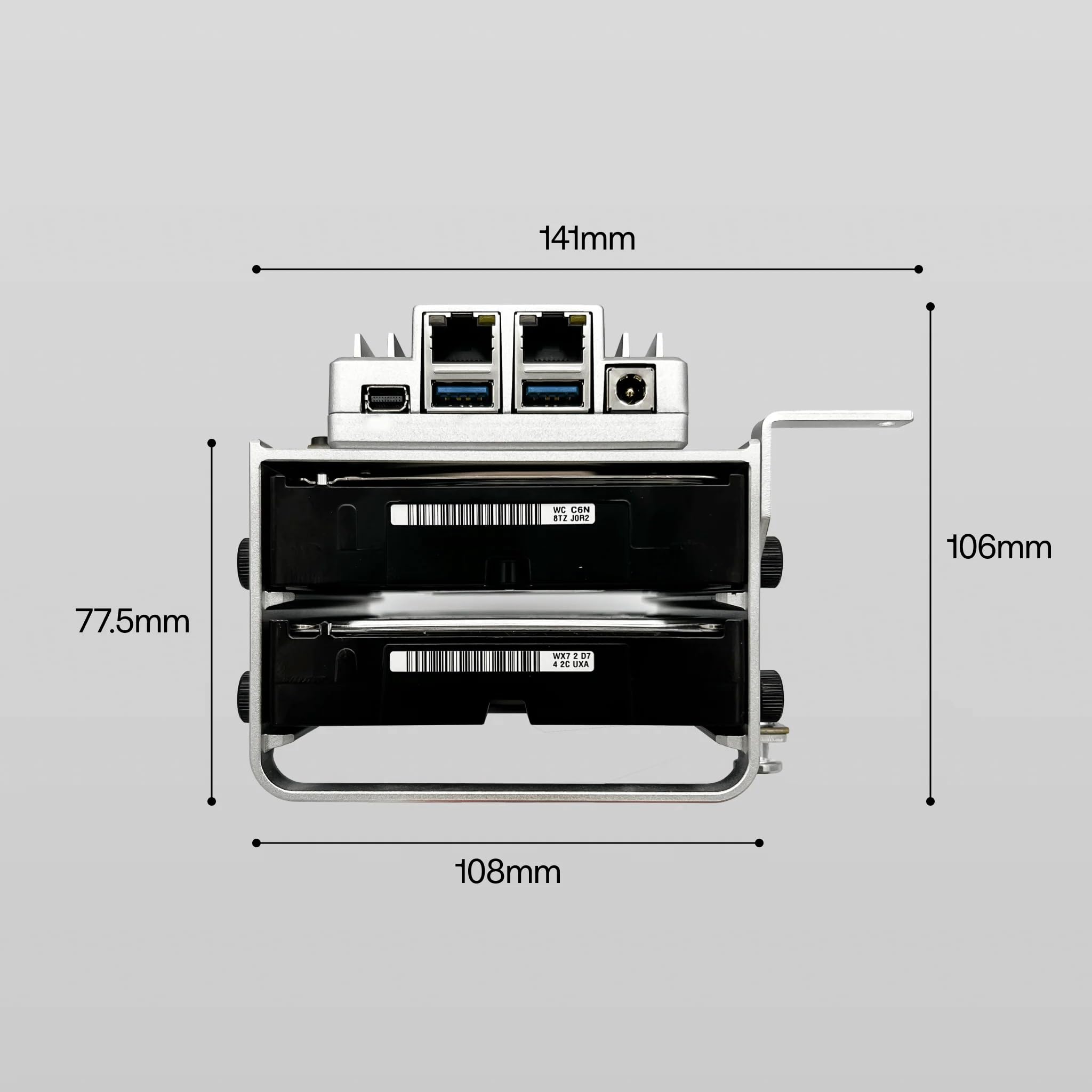 ZimaBoard Support HDD à 2 baies pour ZimaBoard 2, Support double disque dur 3,5" en alliage d’aluminium, Châssis NAS / Serveur domestique compact, Installation facile, Gestion des câbles optimisée