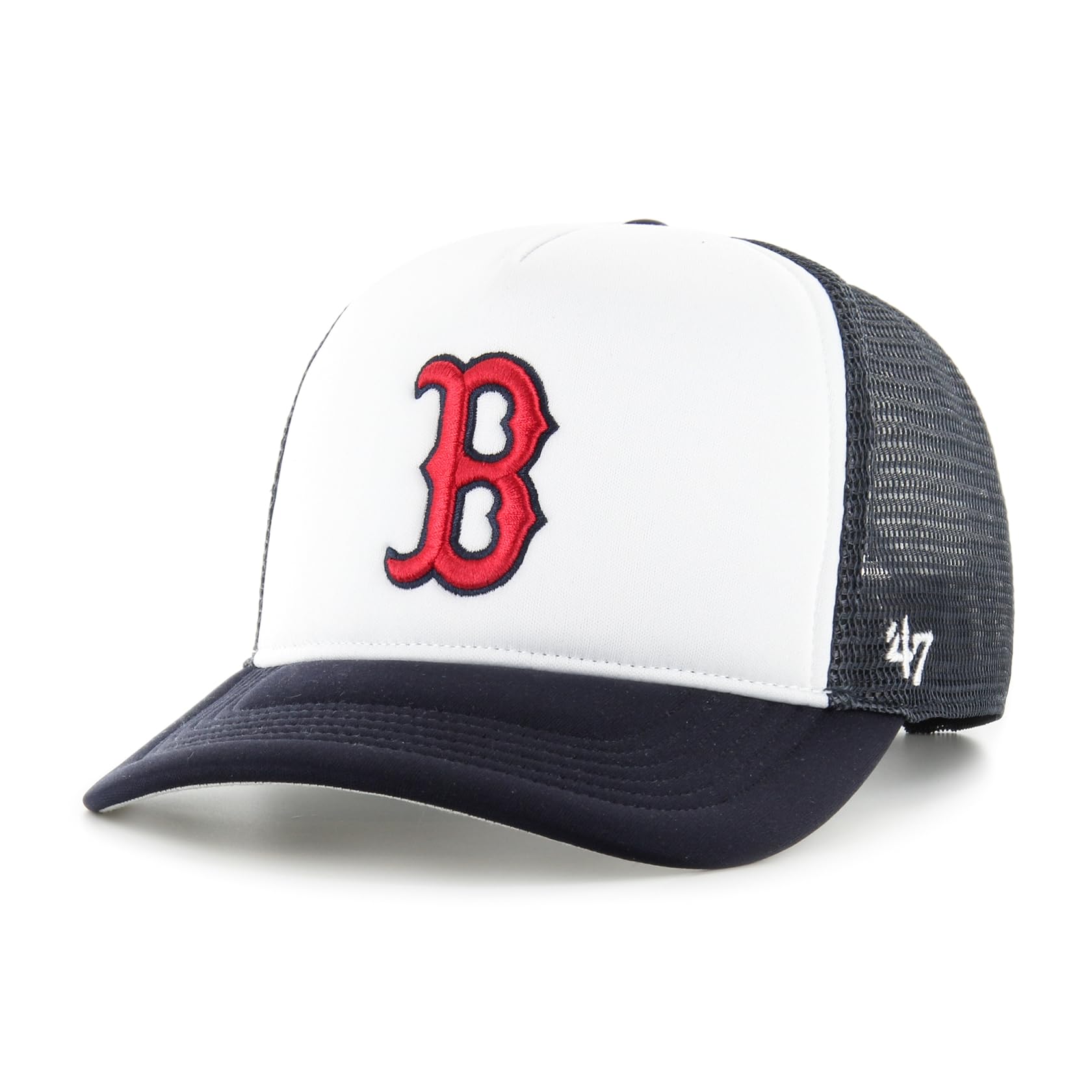 47 Boston Red Sox White Navy MLB Tri Tone Foam Offside Trucker Cap - One-Size