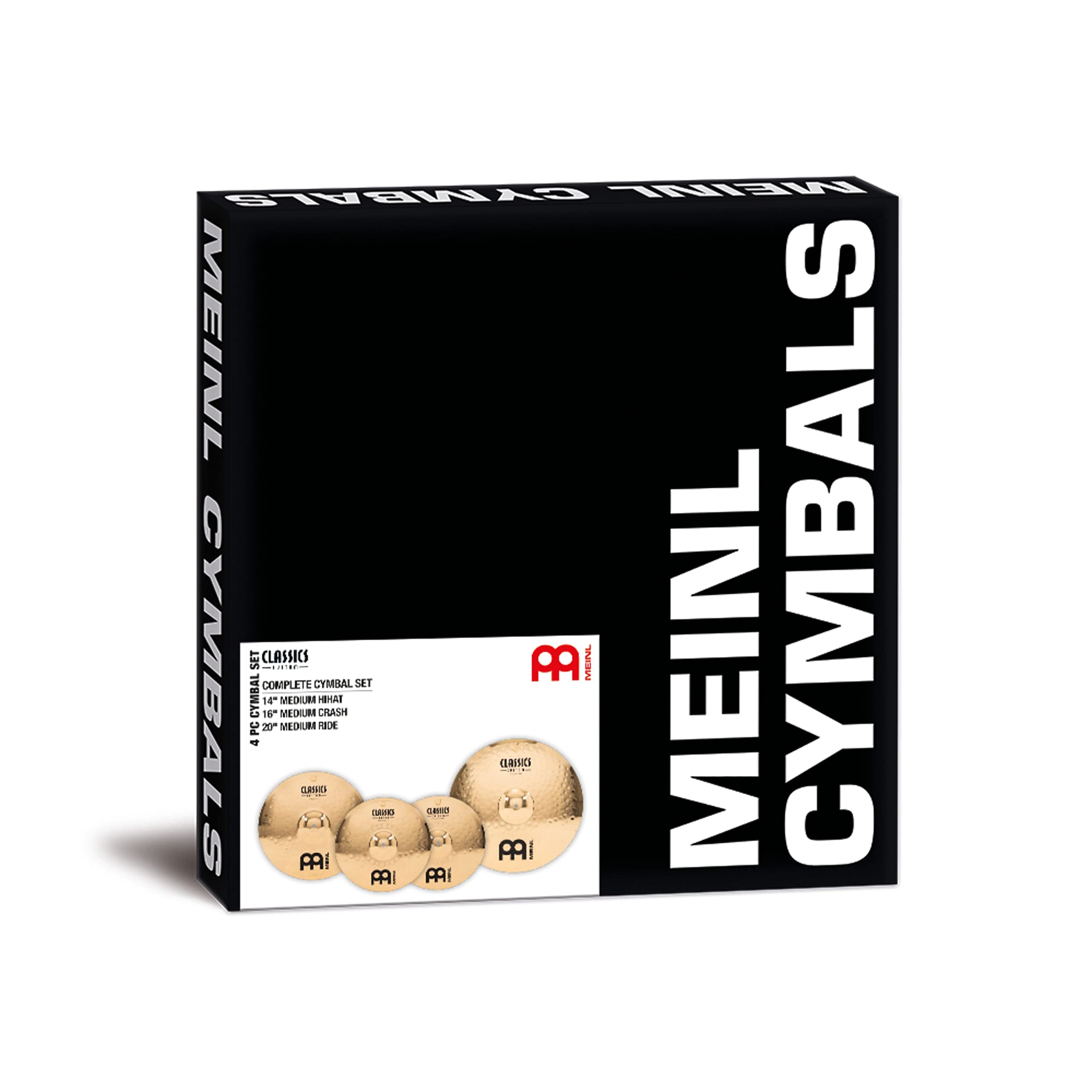 Meinl Cymbals Classics Custom Brilliant Cymbal Set Box Pack di Piatti con Piatto per Batteria Hihat 14 pollici, Crash 16 e Ride 20 - Bronzo B12, Finitura Brillante (CC141620)