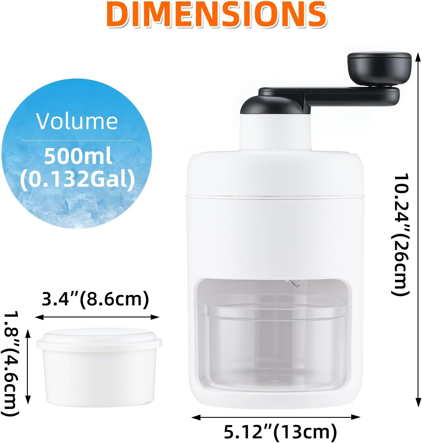 Ice Shaver and Snow Cone Machine - Premium Portable Ice Crusher and Shaved Ice Machine With Free Ice Mold Cups-BPA Free